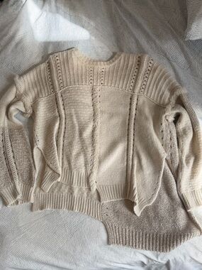 NUDE Openwork Cream Crewneck Sweater